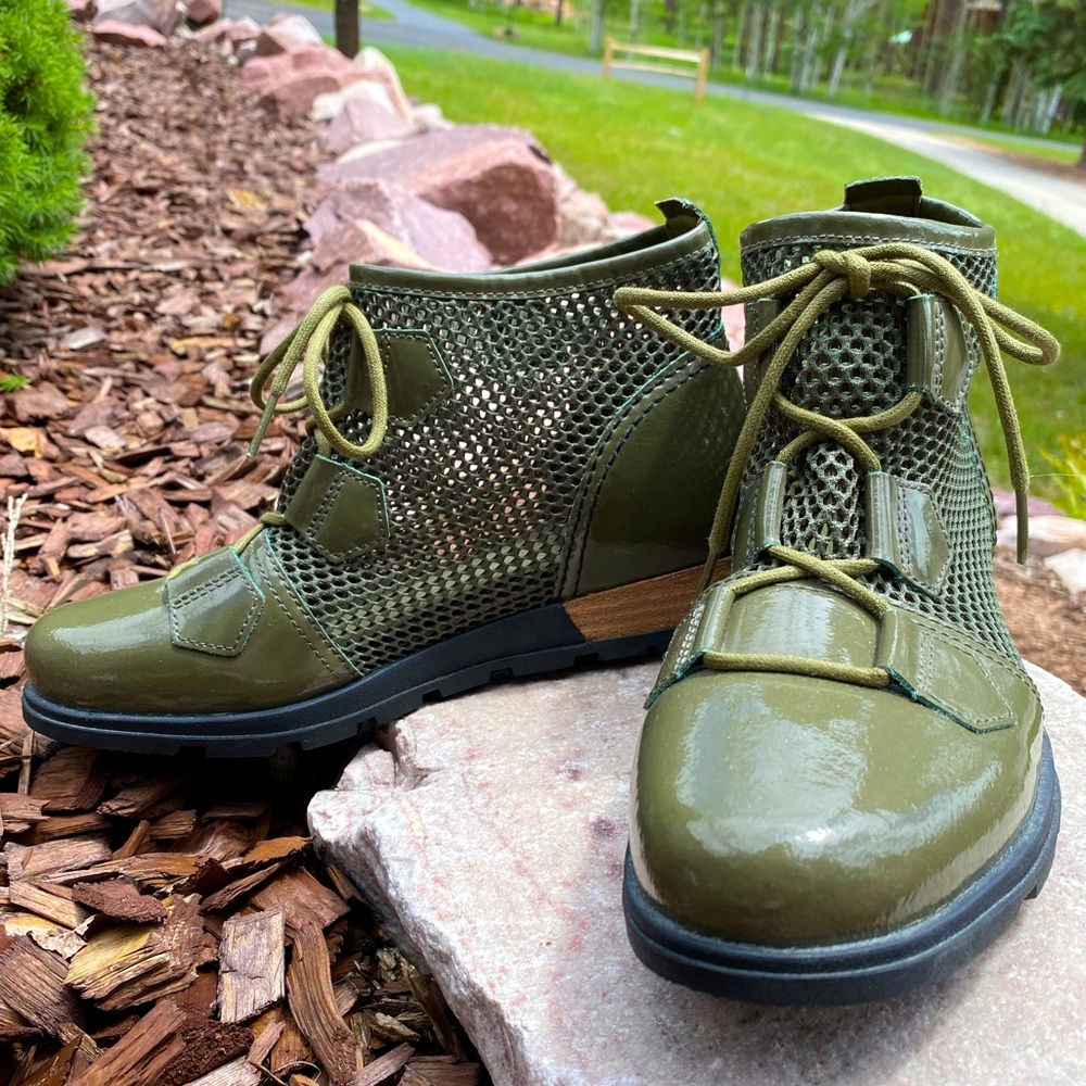 Sorel Major Mesh Lace Casual Ankle Boot Olive Green Size 9